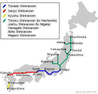 Map of Japan's Bullet Train Lines