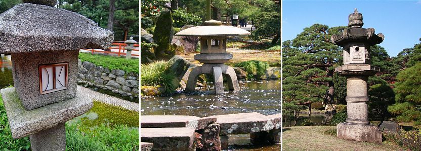 japanese stone statues in landscape