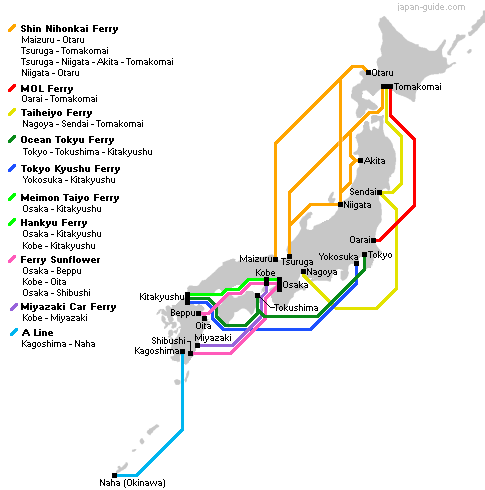 Japanese Ferries Domestic Routes