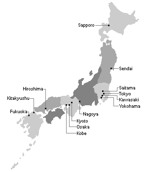 map of japan with major cities Japanese Cities map of japan with major cities